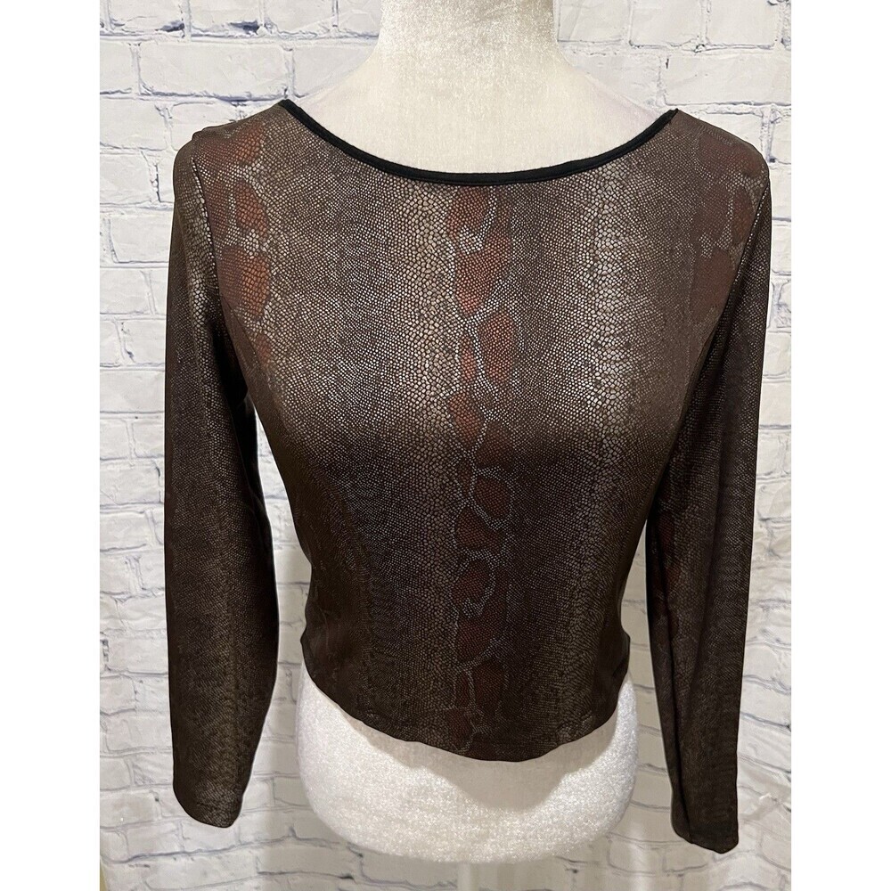 Bebe Long Sleeve Animal Print Top Size Large